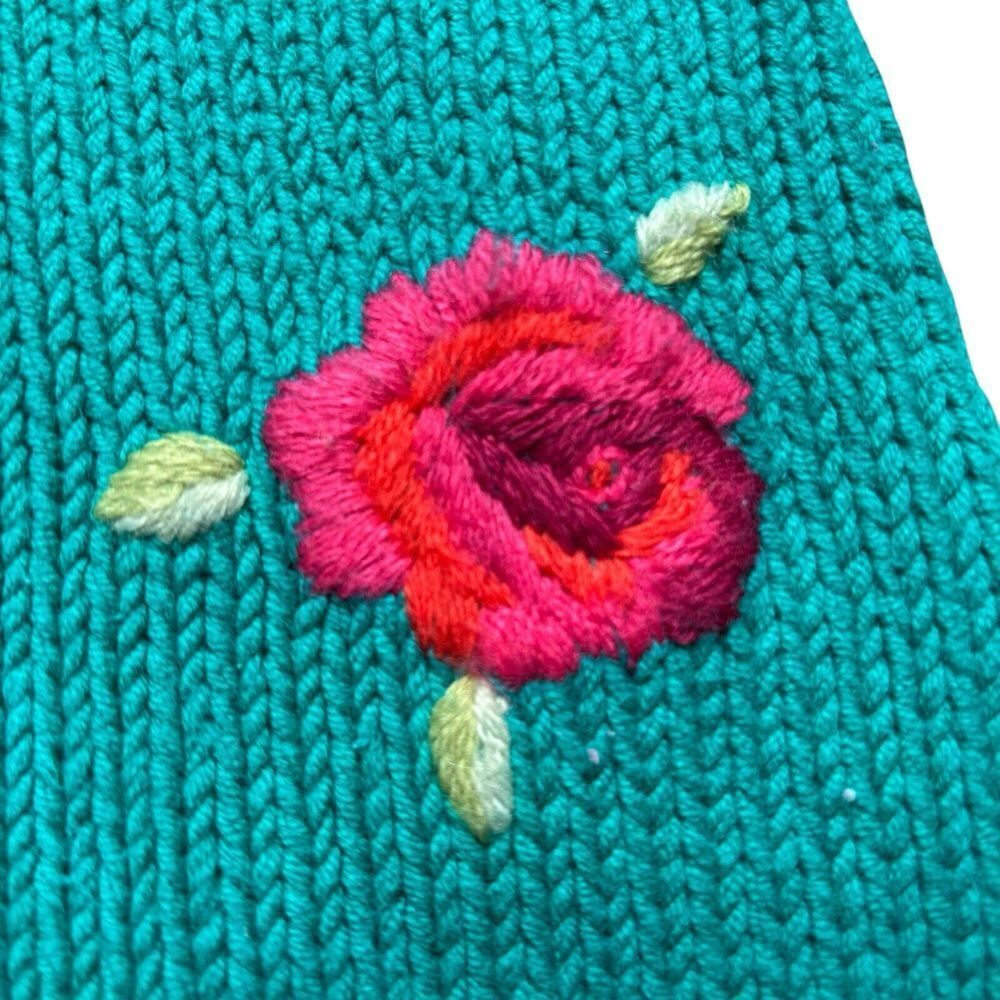 United Colors of Benetton Rainbow Embroidered Floral Fair Isle Girl Sweater 6-9m - Picture 6 of 10